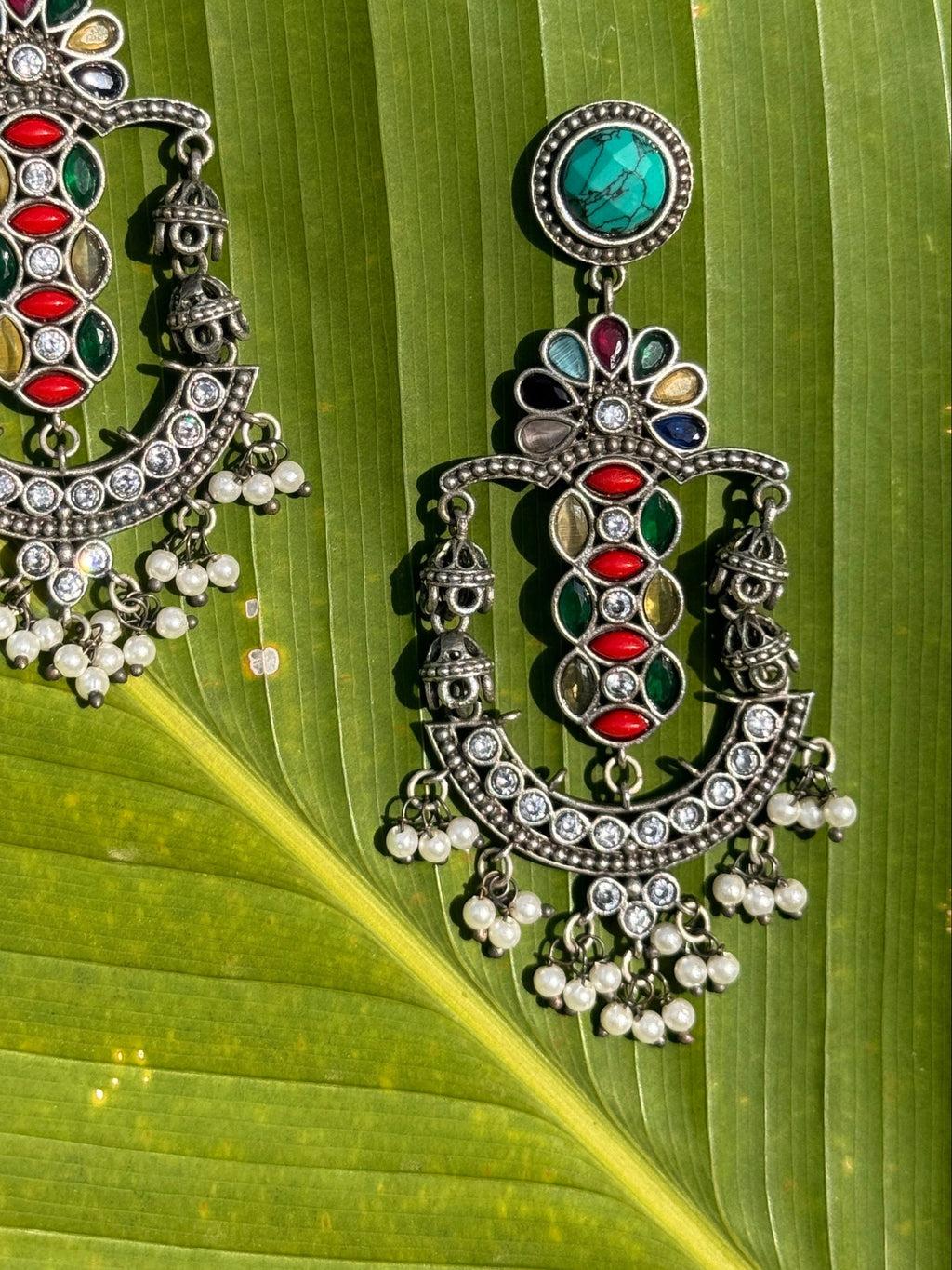 Oxidised Multicolour Statement Earrings