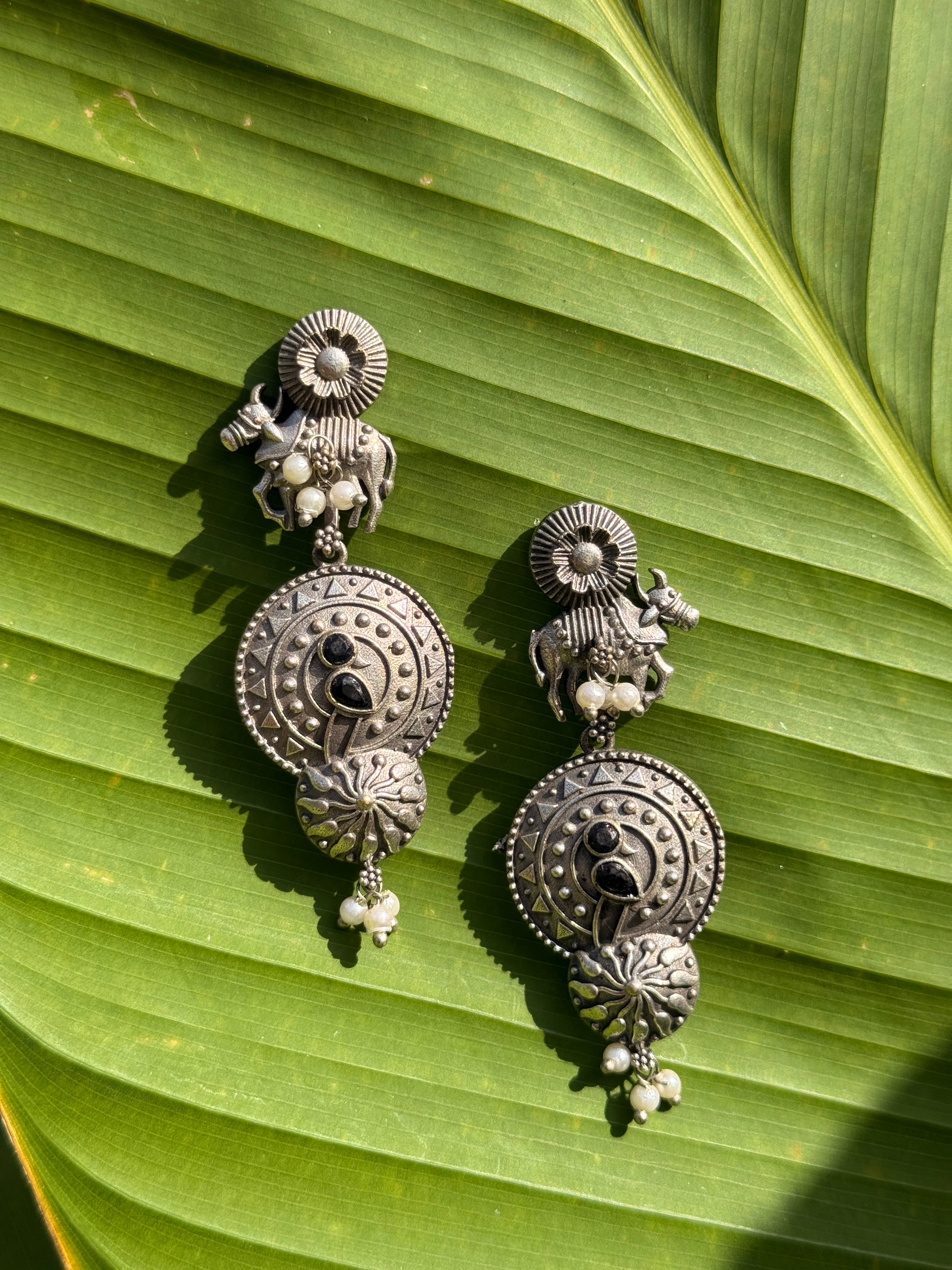 Antique Inspired Oxidised Earrings