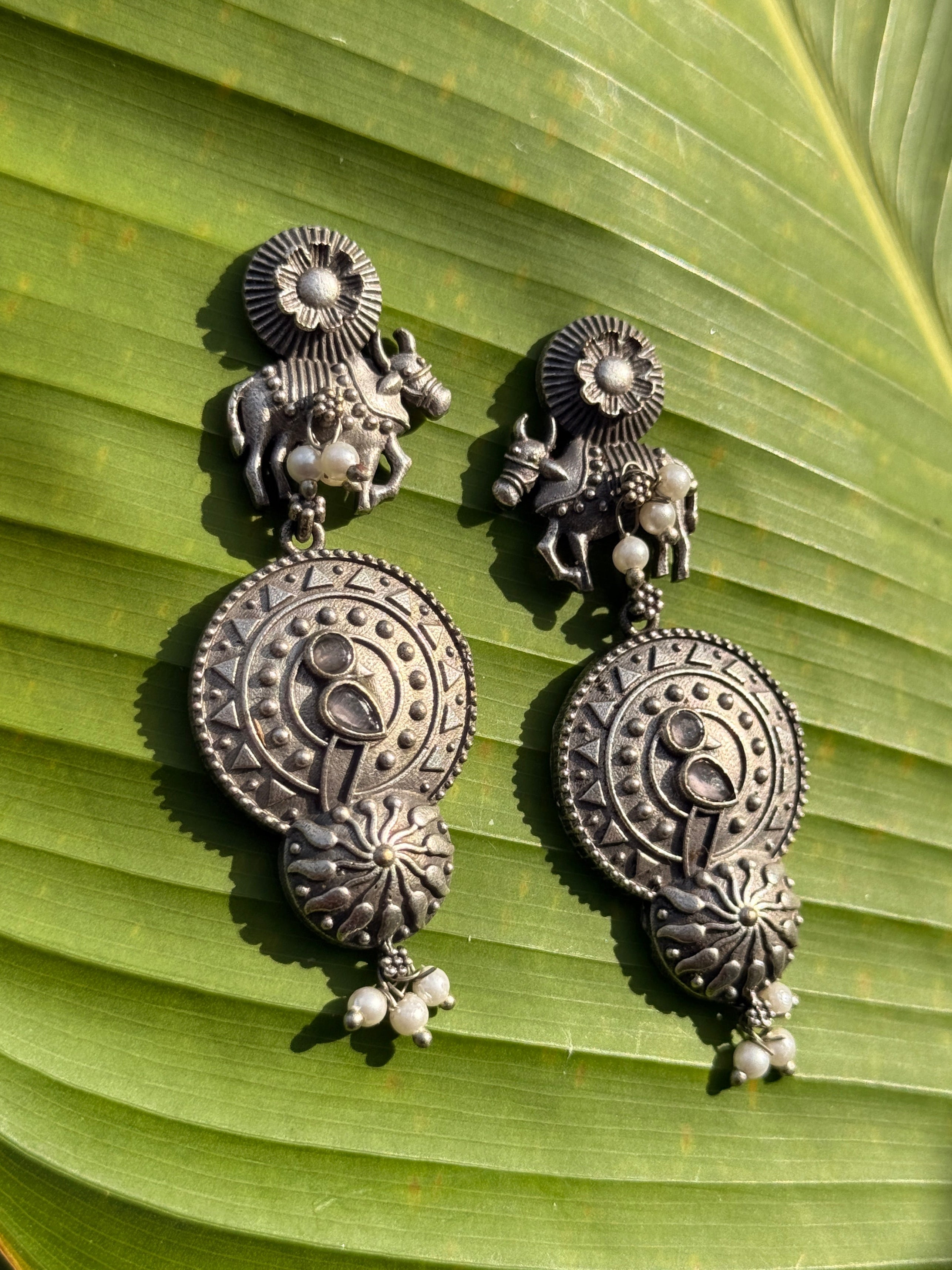 Antique Inspired Oxidised Earrings