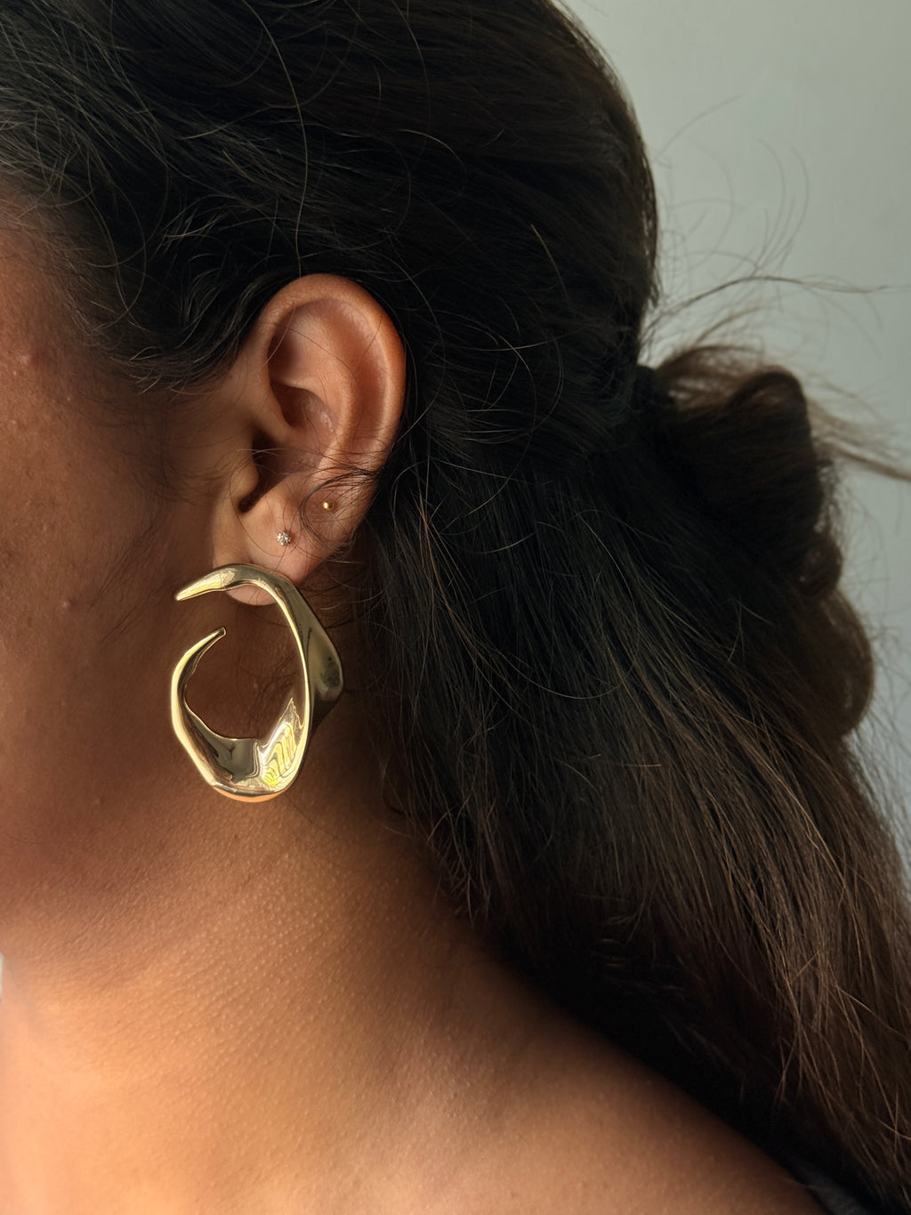 Gold Sculptural Hoops