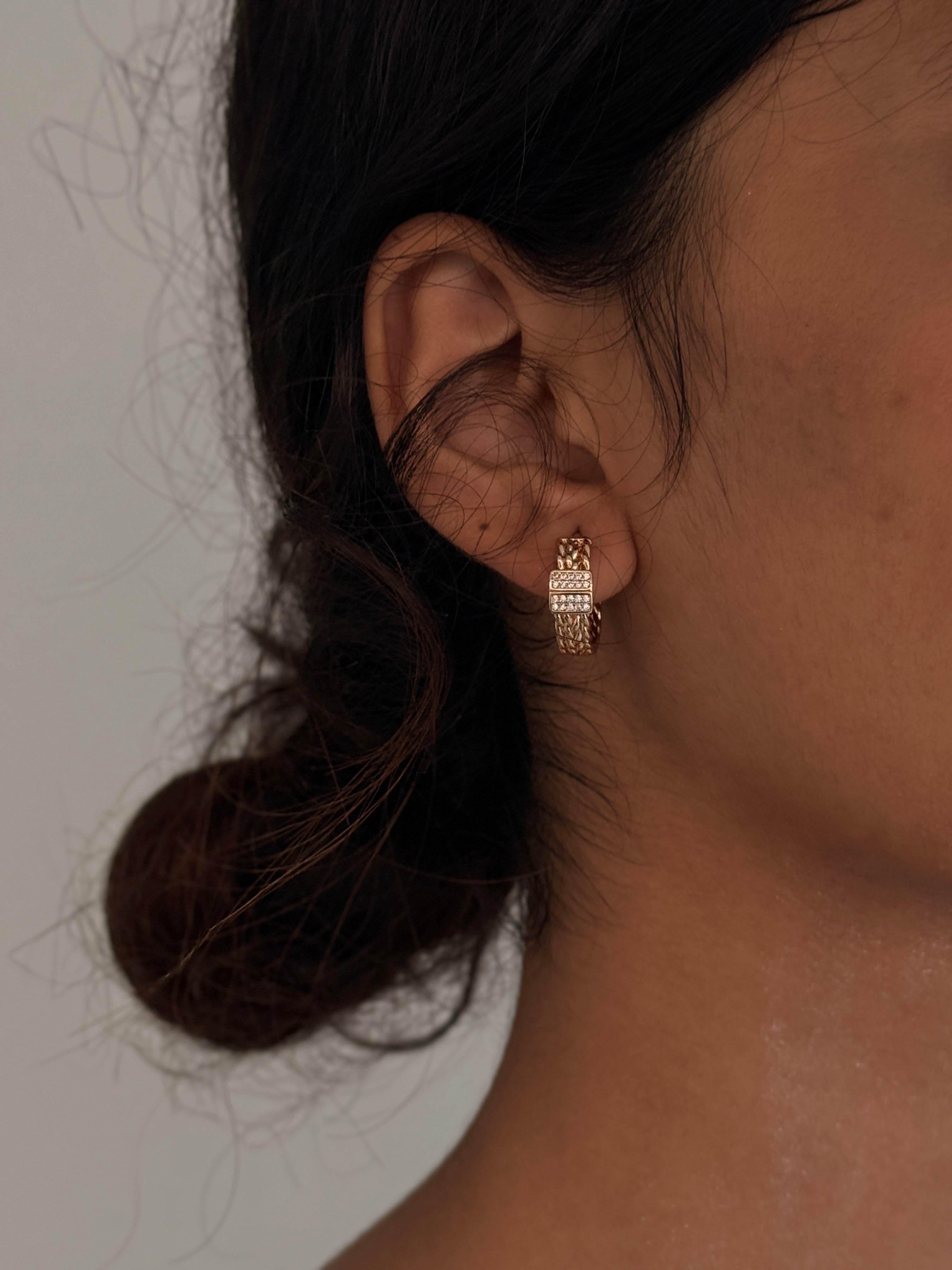 Braided Crystal Huggie Hoops