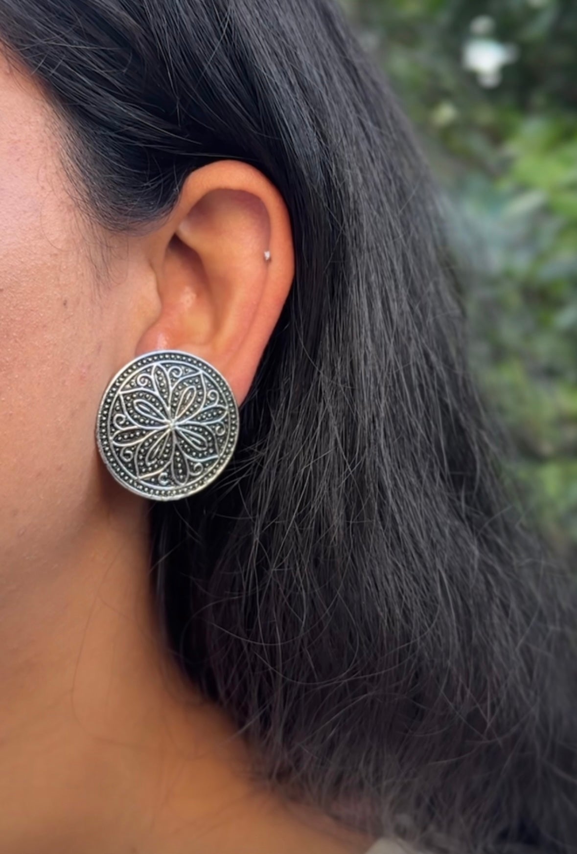 Floral Silver Studs