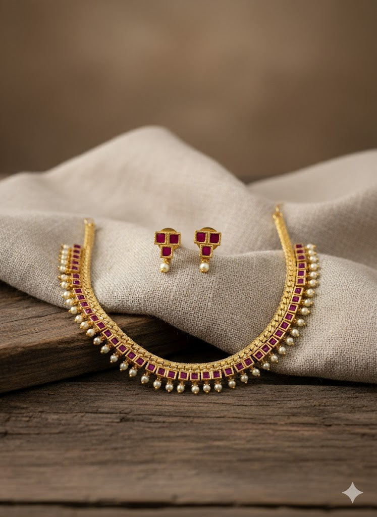 Square Cut Stone Jewellery Set