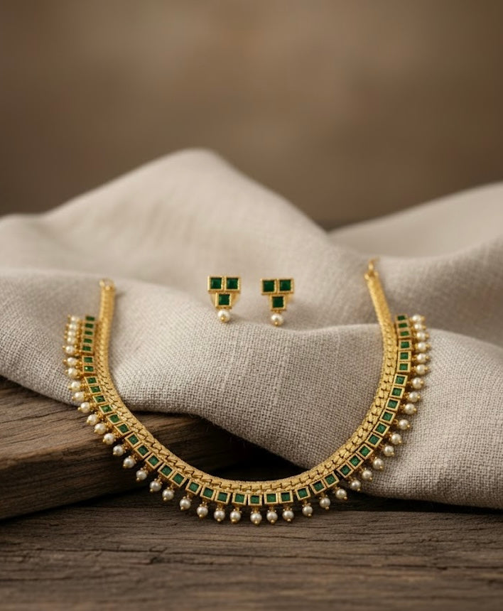 Square Cut Stone Jewellery Set