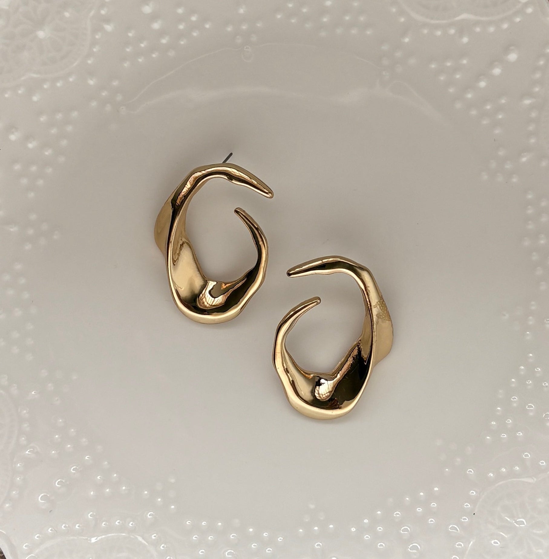 Gold Sculptural Hoops