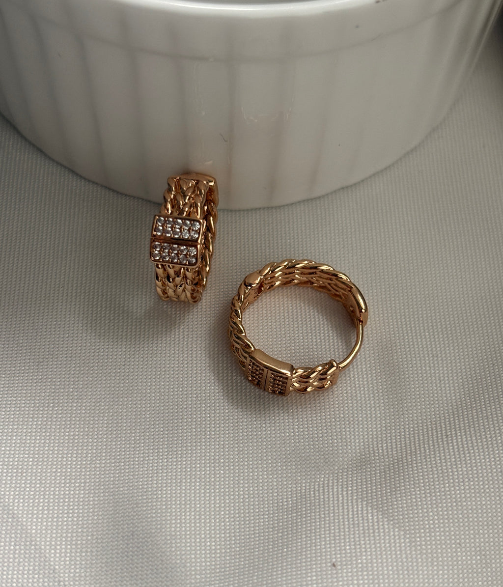 Braided Crystal Huggie Hoops