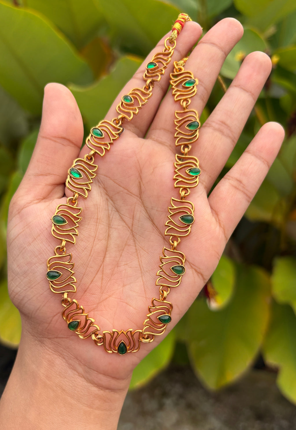 Emerald Lotus Necklace Set