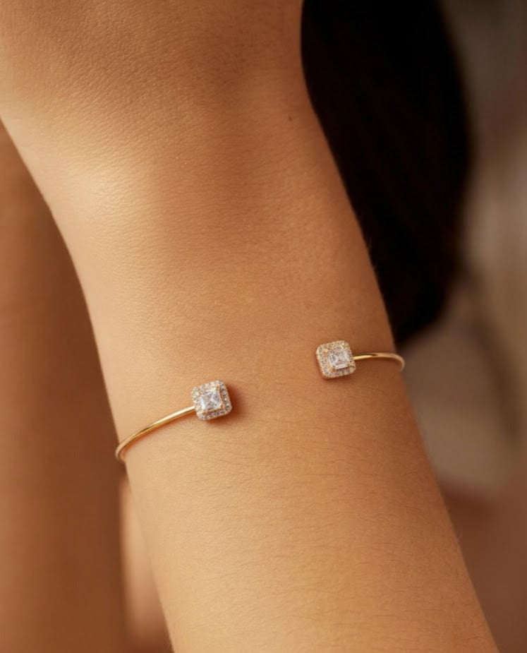 Lustre Square Open Bangle