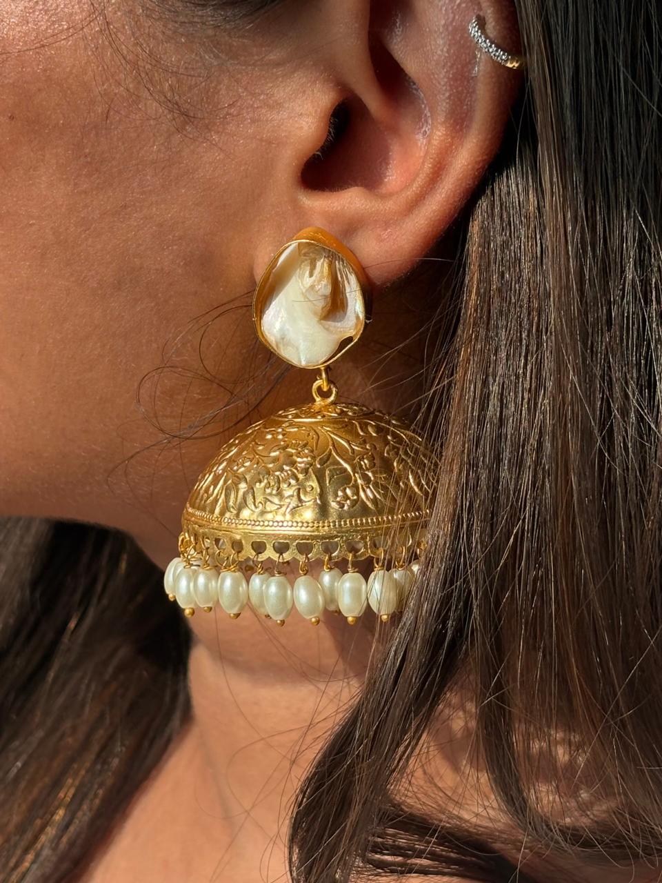 Noor Gold Toned Jhumkas