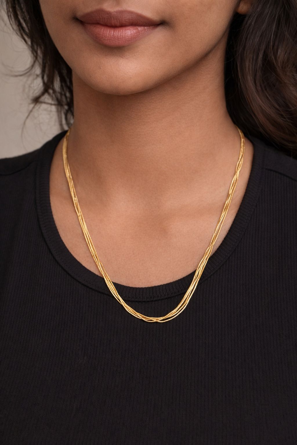 Golden Flow Multi-Strand Necklace