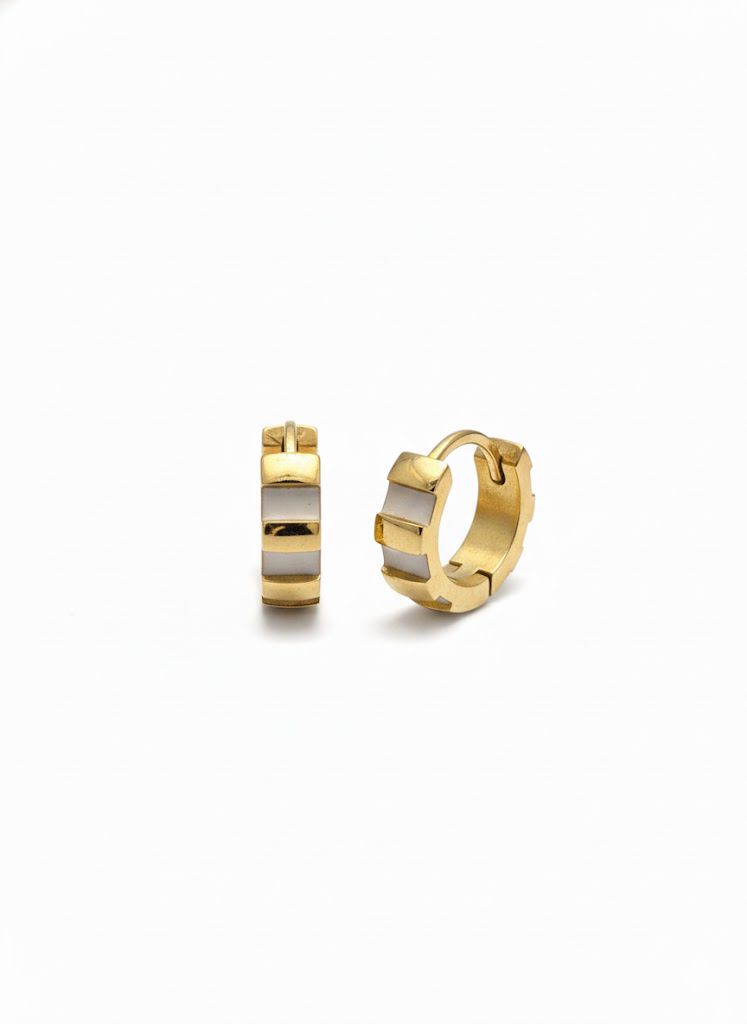 Ivory Gold Huggie Hoops