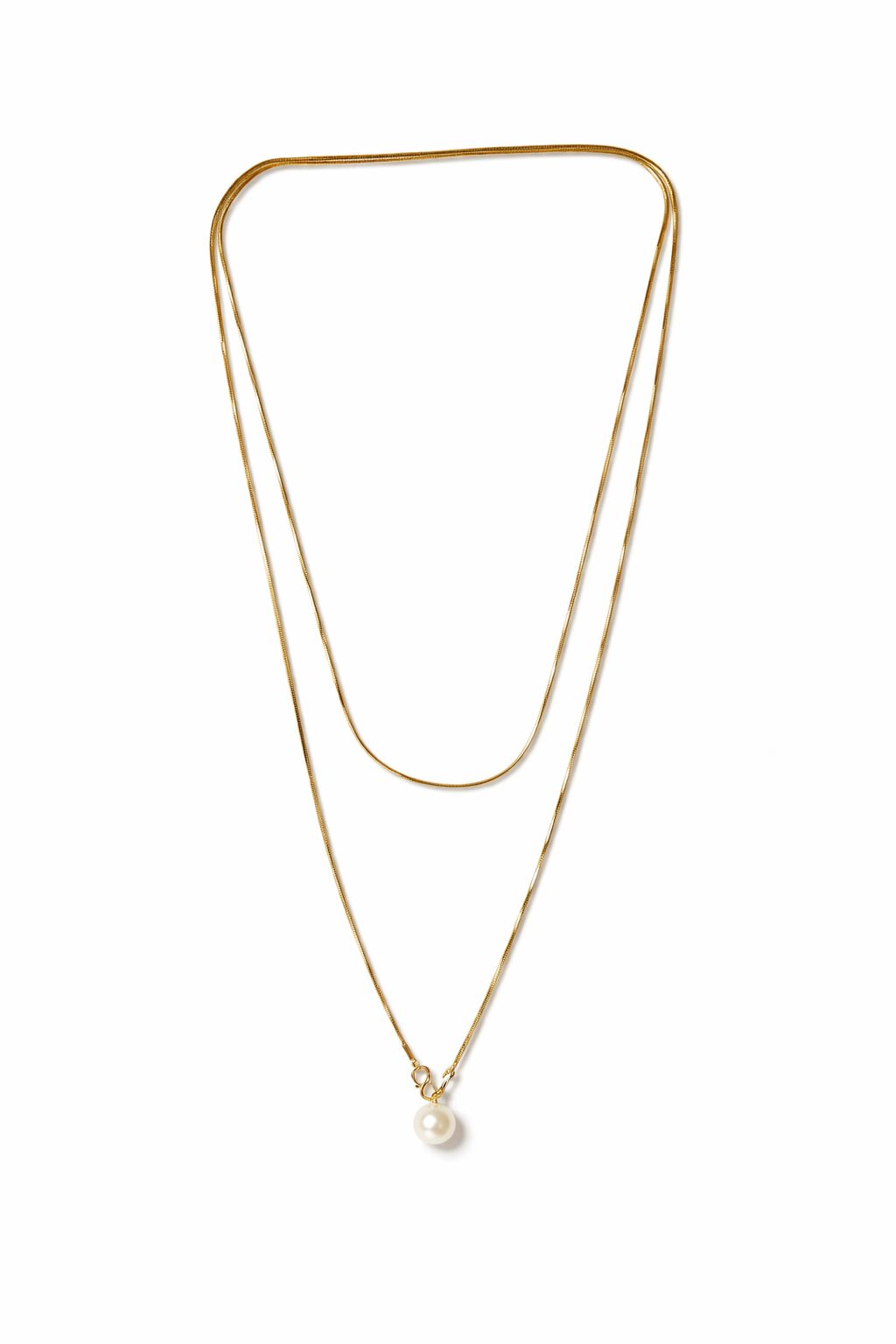 Pearl Drop Layered Gold Necklace